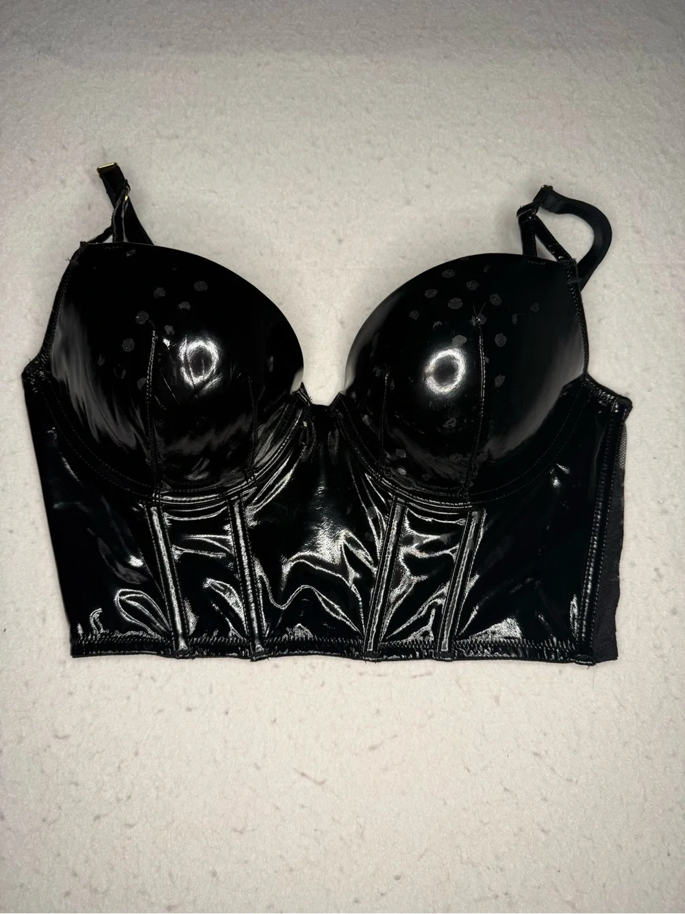 Victoria Secret Womens Very Sexy Push Up Corset 36C Faux Leather Y2K Rave Grunge